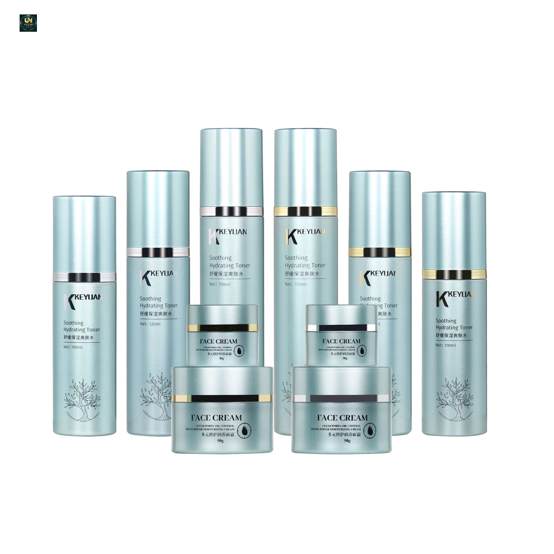 KY294 - Bộ Chai Toner và Hũ Kem Dưỡng Da Đa Kích Cỡ