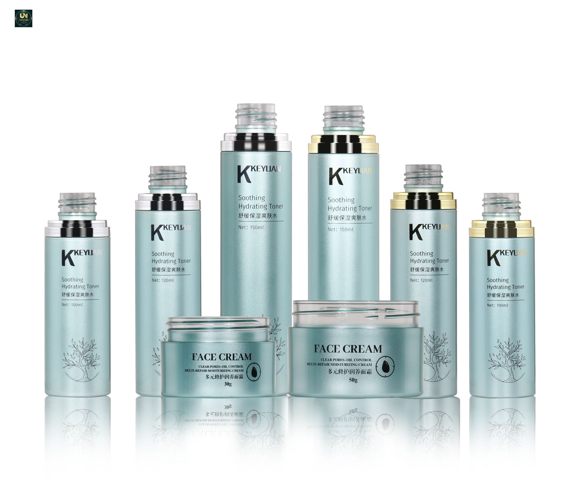 KY294 - Bộ chai lọ mỹ phẩm PET cho toner dưỡng ẩm và kem dưỡng da