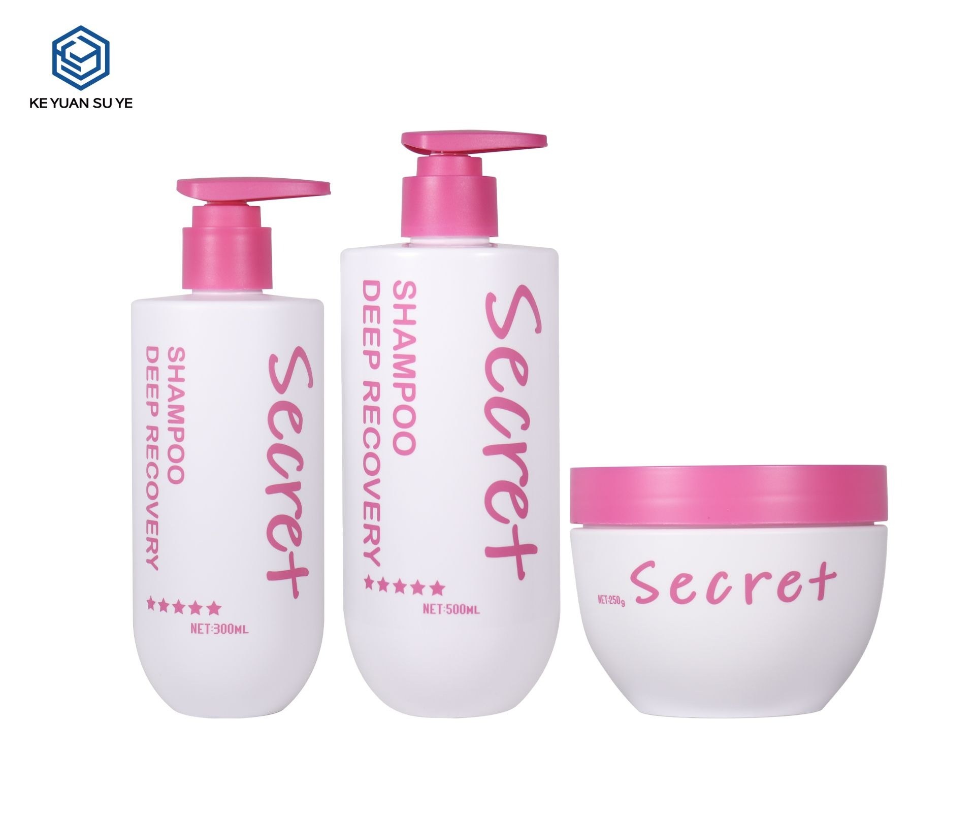 KY301 - Bộ Chai Lọ Nhựa PET Chăm Sóc Tóc (Dầu Gội 300ml/500ml & Hũ Ủ Tóc 150g)