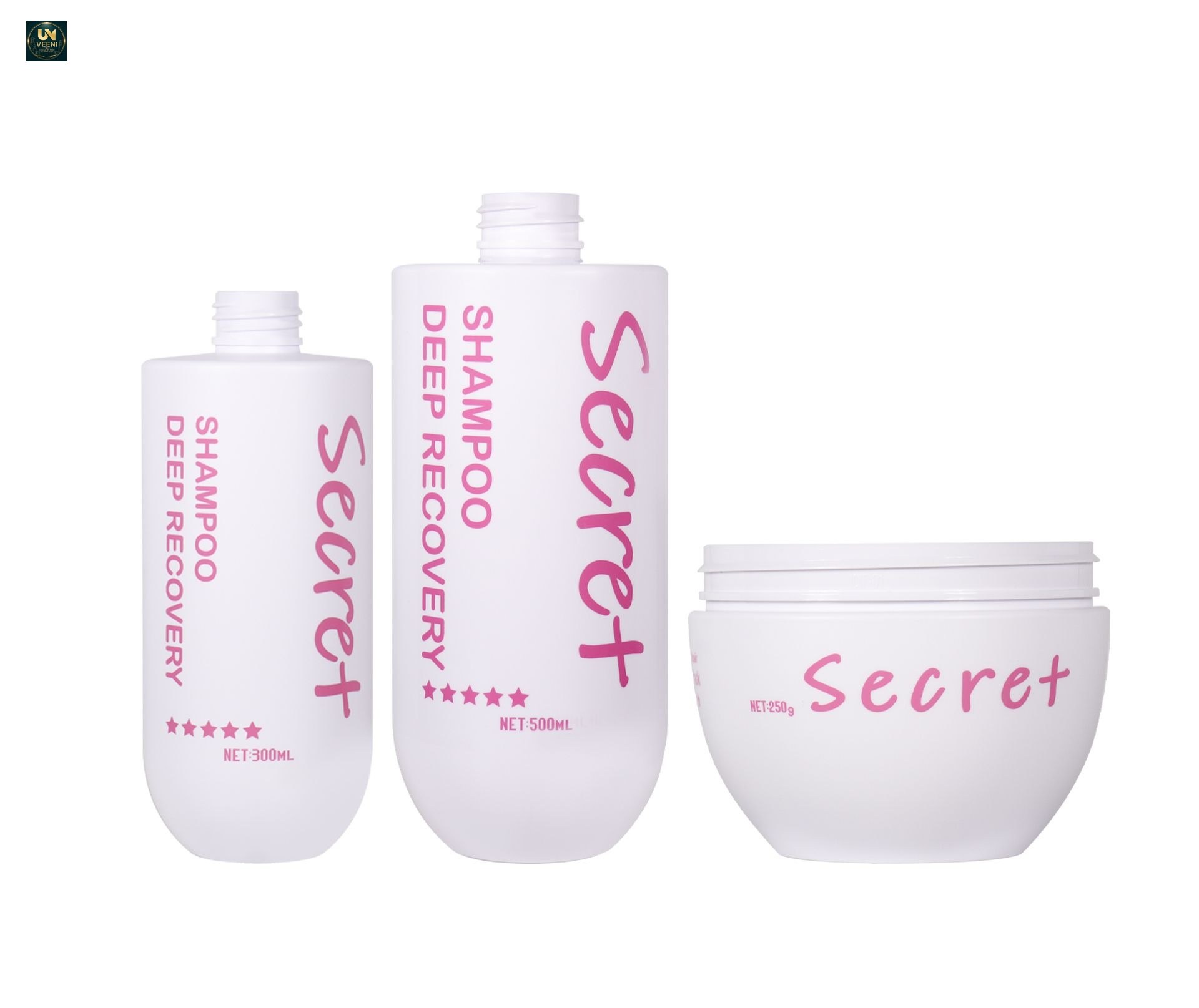 KY301 - Bộ Chai Lọ Nhựa PET Chăm Sóc Tóc (Dầu Gội 300ml/500ml & Hũ Ủ Tóc 150g)