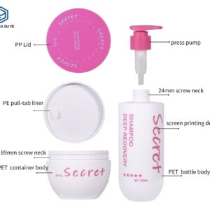 KY301 - Bộ Chai Lọ Nhựa PET Chăm Sóc Tóc (Dầu Gội 300ml/500ml & Hũ Ủ Tóc 150g)