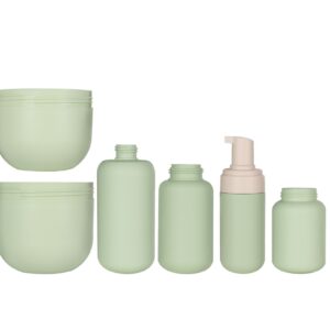 KY302 - Bộ bao bì chăm sóc cá nhân PE tái chế, phủ nhung, dùng cho sữa rửa mặt/dầu gội/kem dưỡng tóc