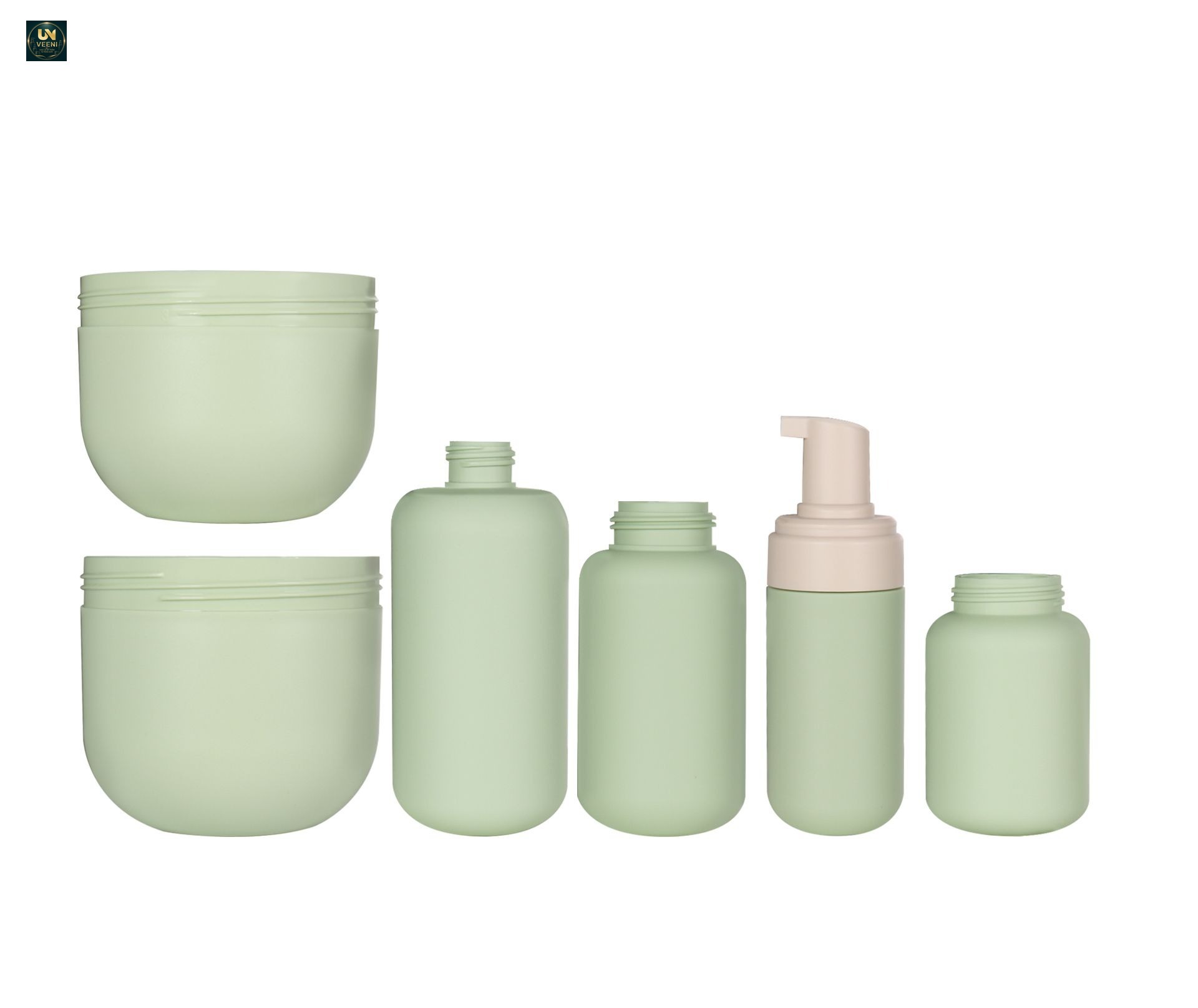 KY302 - Bộ bao bì chăm sóc cá nhân PE tái chế, phủ nhung, dùng cho sữa rửa mặt/dầu gội/kem dưỡng tóc