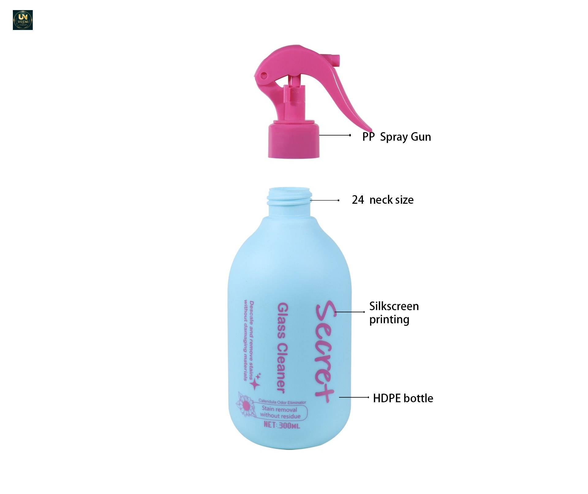 KY304 - Bộ Chai Xịt Cò Bóp Nhựa PE Cổ Tròn 300ml & 500ml Đa Năng Gia Dụng, Thú Cưng & Mỹ Phẩm