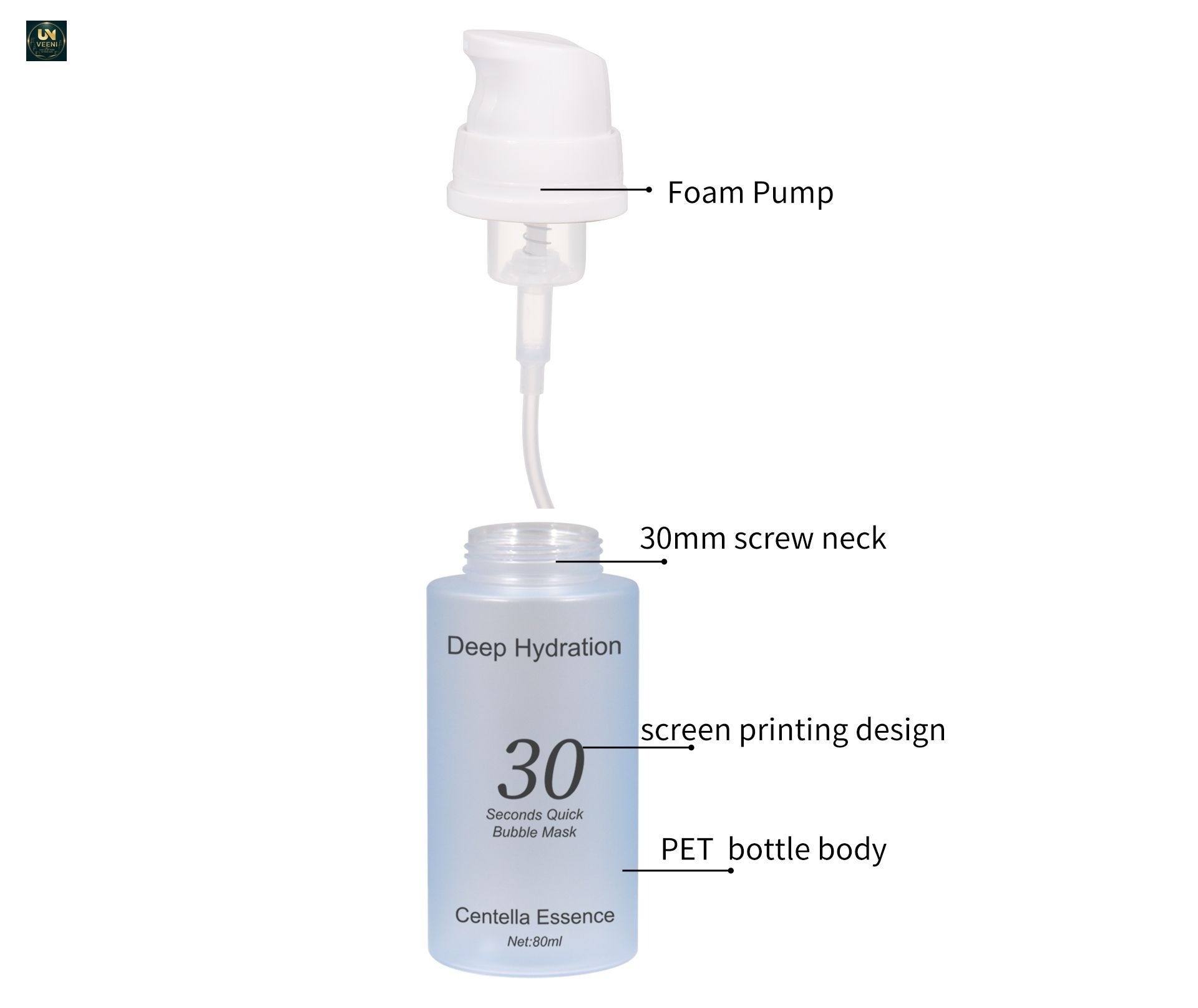 KY305 - Bộ chai bơm tạo bọt PET nhám mờ 80ml/120ml/150ml, dùng cho mặt nạ bọt