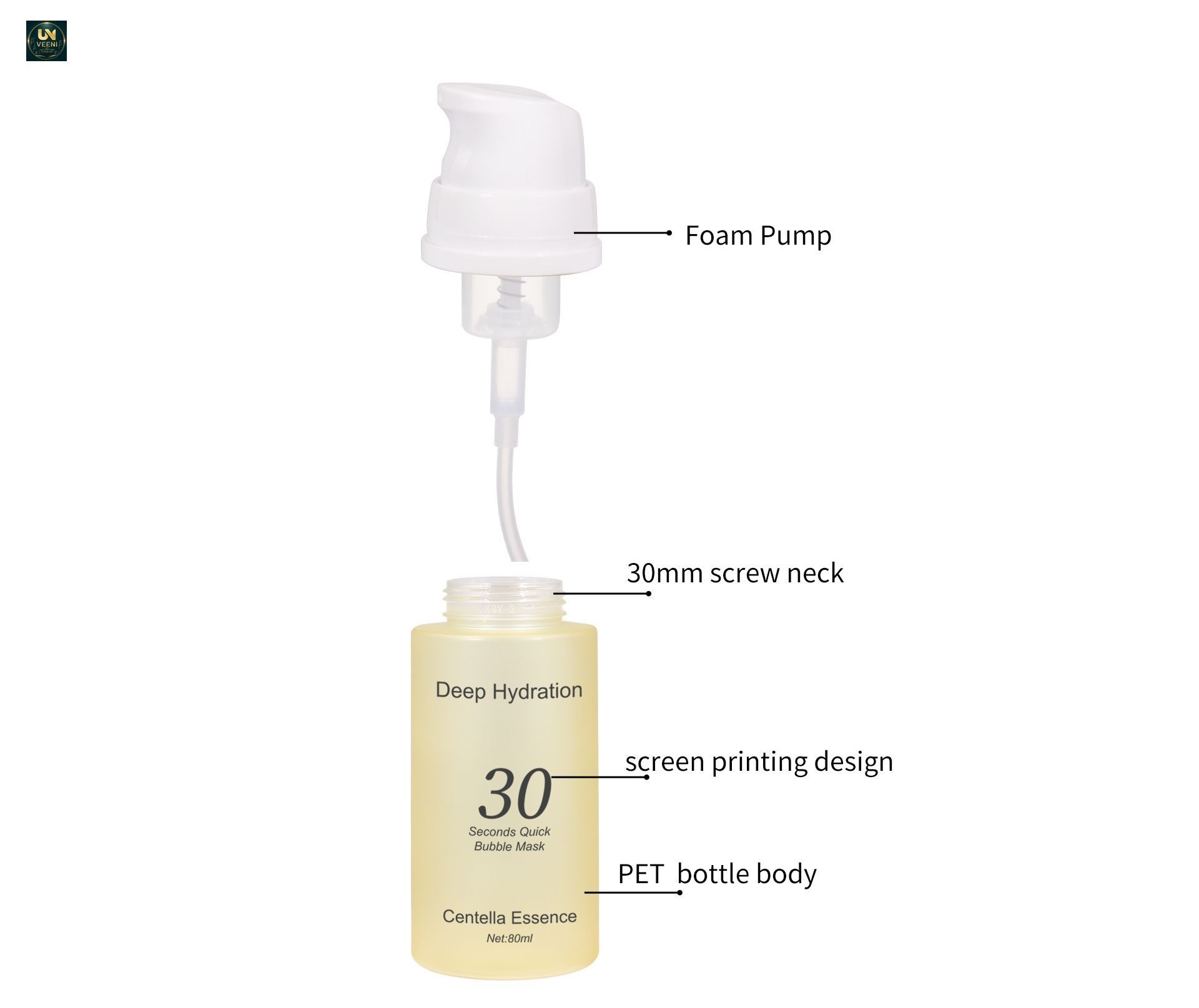 KY305 - Bộ chai bơm tạo bọt PET nhám mờ 80ml/120ml/150ml, dùng cho mặt nạ bọt