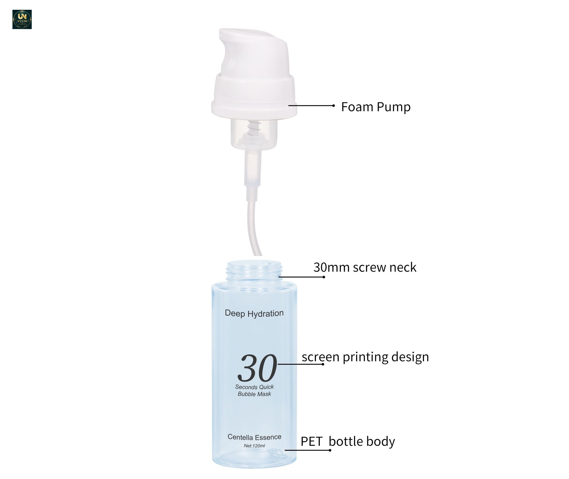 KY305 - Bộ chai bơm tạo bọt PET trong suốt cao cấp 80ml/120ml/150ml, cho mặt nạ bọt & tinh chất