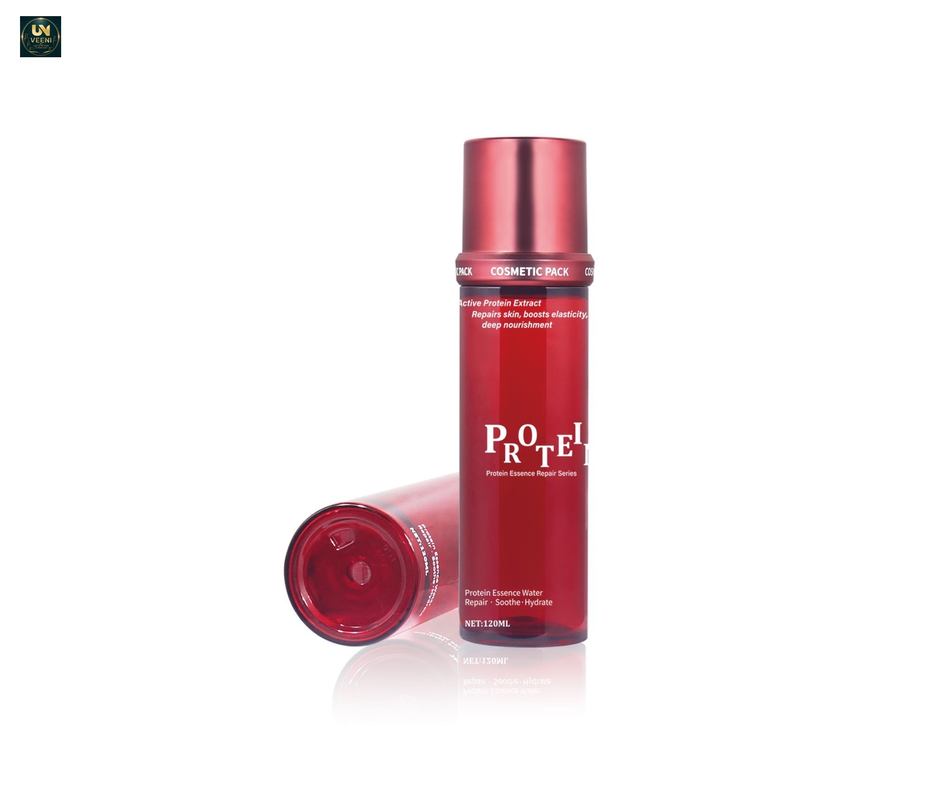KY306 - Bộ bao bì dưỡng da PET trong đỏ, nhiều dung tích cho serum và kem