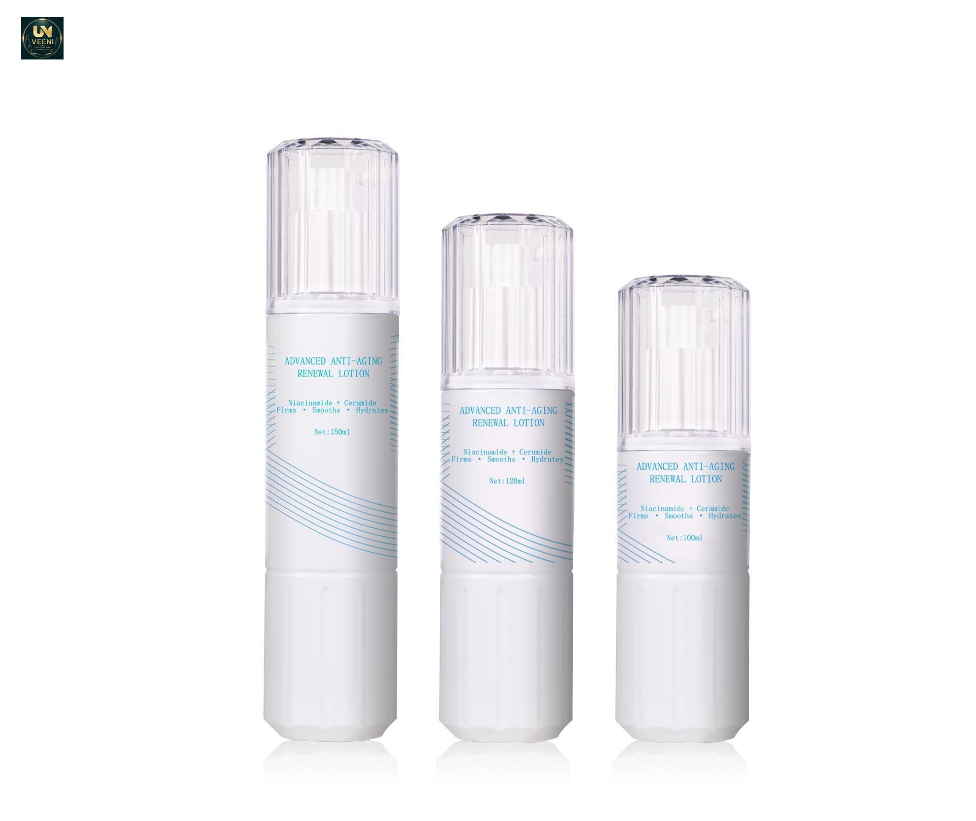 KY307 - Bộ chai lotion PET nắp đứng trắng mờ, dùng cho tinh chất dưỡng chống lão hóa