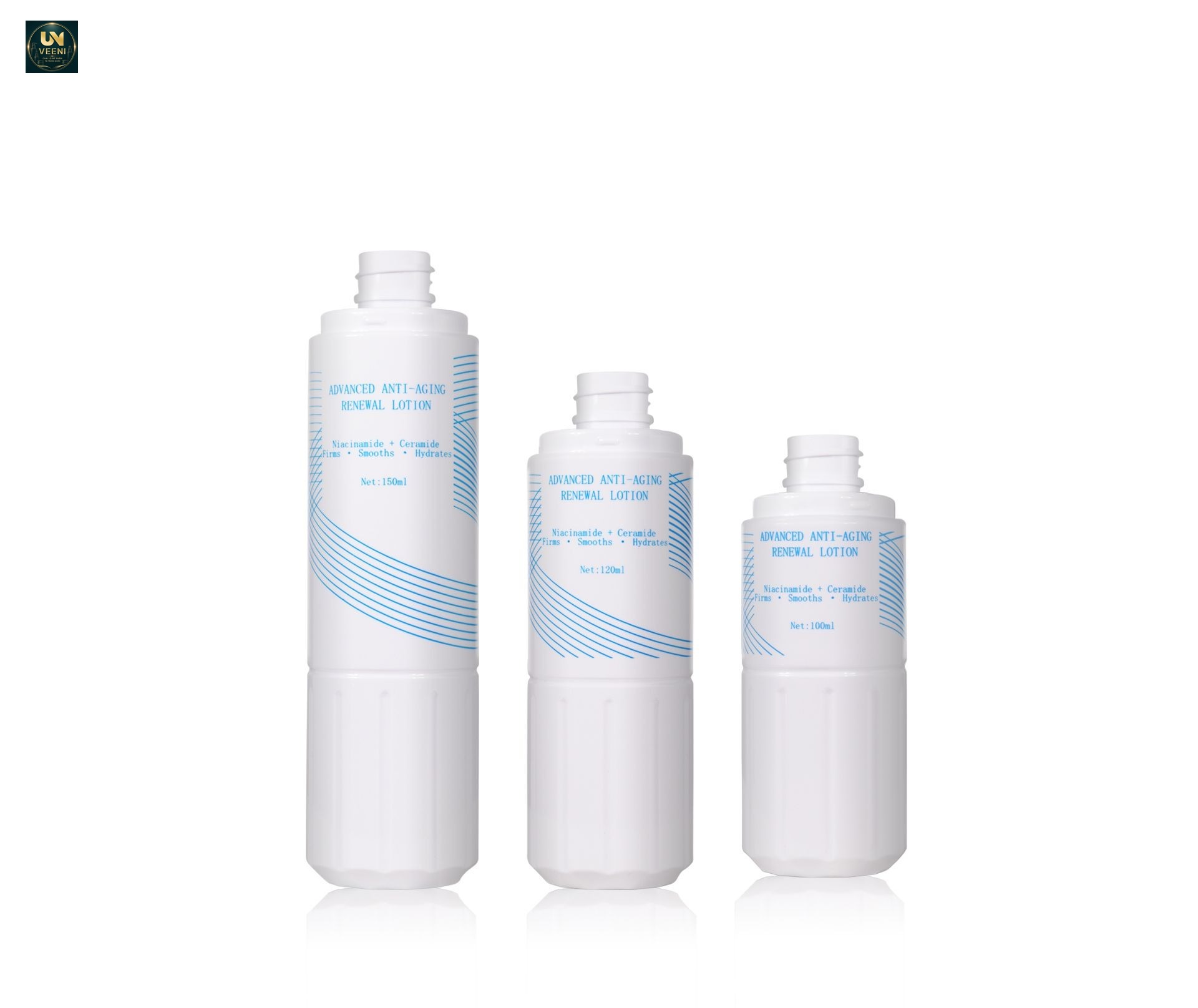 KY307 - Bộ chai lotion PET nắp đứng trắng mờ, dùng cho tinh chất dưỡng chống lão hóa