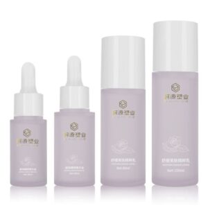 KY201-2 - Bộ Chai Mỹ Phẩm Tím Sang Trọng: Chai Toner 80ml/100ml & Chai Nhỏ Giọt Tinh Dầu 30ml/50ml