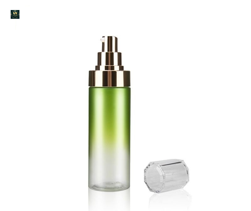 KY002 - Chai Dưỡng Da PET Cao Cấp Gradient Xanh Lá, Vòi Bơm Lotion Mạ Vàng