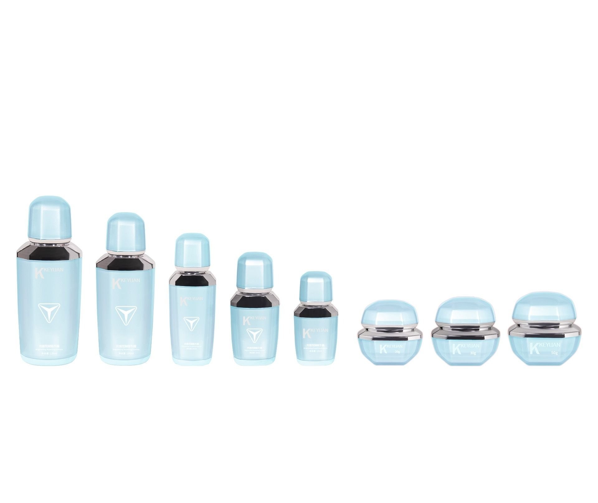 KY019A-2 - Bộ Chai Lọ Acrylic Cao Cấp Đựng Tinh Chất & Kem Dưỡng Da Màu Xanh