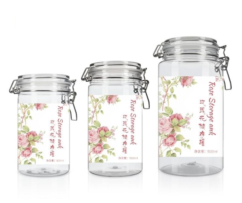 Hũ Nhựa PET Miệng Rộng 500-1500ml Đựng Hoa Khô, Trà, Mật Ong - KY006PC