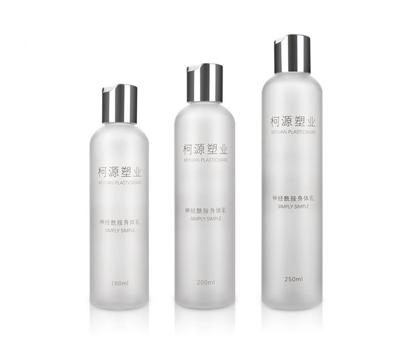 Chai Nhựa PET Nắp Disco Mạ UV Bạc/Vàng, Bề Mặt Mờ Trong Suốt, Dung Tích 180-250ml (Lotion, Gel, Nước Rửa Tay Khách Sạn) - KY058