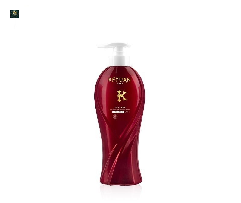 KY224 - Chai nhựa PET 600ml màu đỏ đựng dầu gội, kèm vòi bơm lotion trắng
