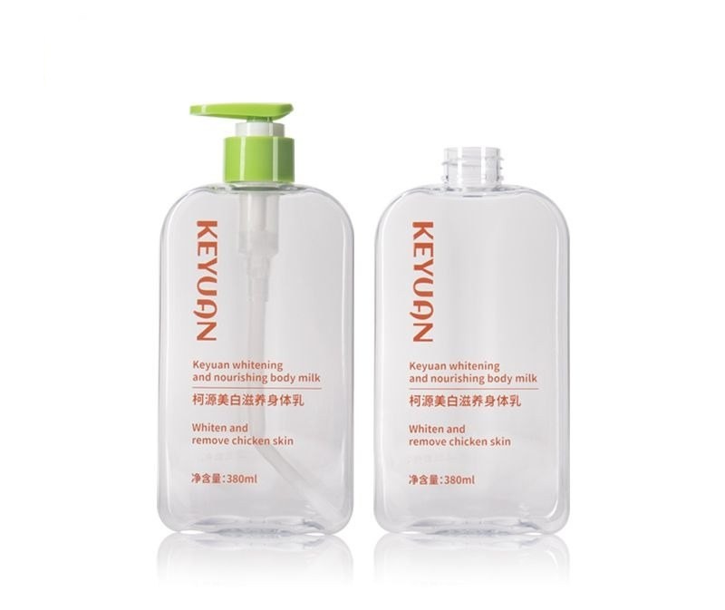 KY189 - Chai Nhựa PET Dẹt Trong Suốt 250ml/380ml Dùng Kèm Vòi Bơm