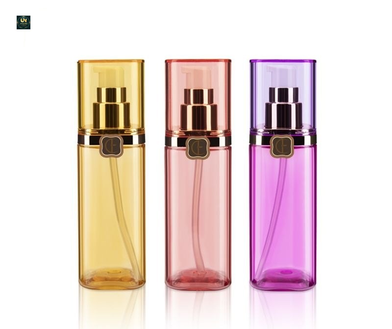 KY119 - Chai nhựa PET mỹ phẩm họa tiết cỏ bốn lá, vòi bơm lotion cao cấp