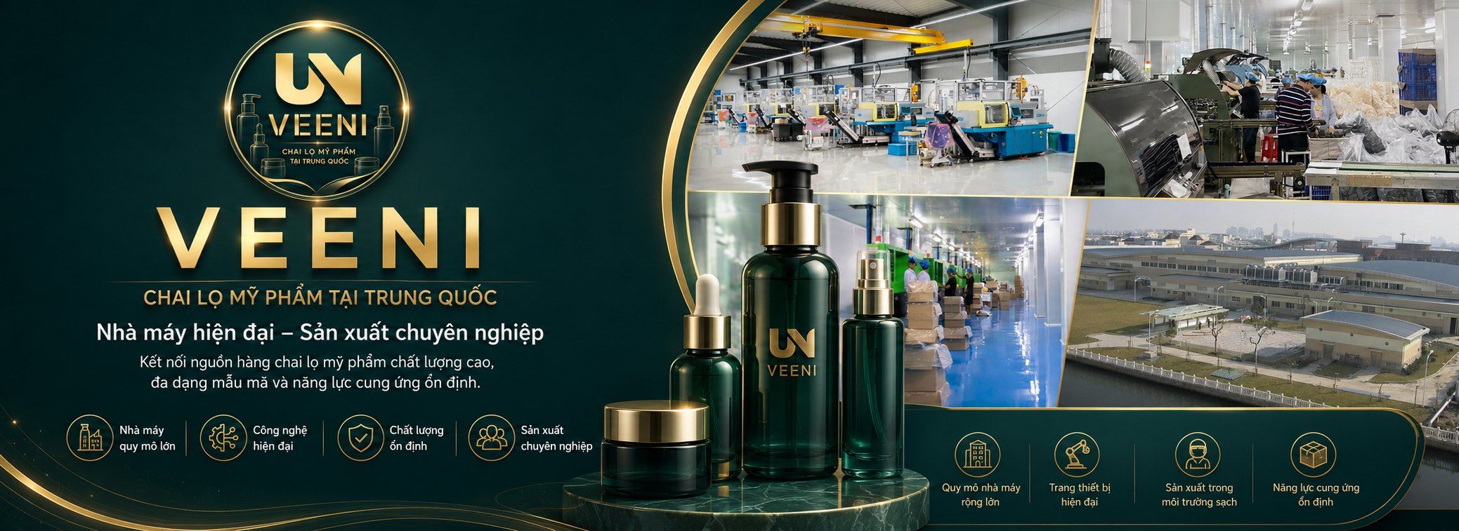 VEENI – Sản xuất gia công chai lọ mỹ phẩm tại Trung Quốc